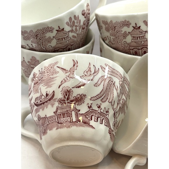 Churchill Willow Rosa Pink Coffee -Tea Cups  - Made in England- Set Of 6 Vintage - Picture 3 of 7